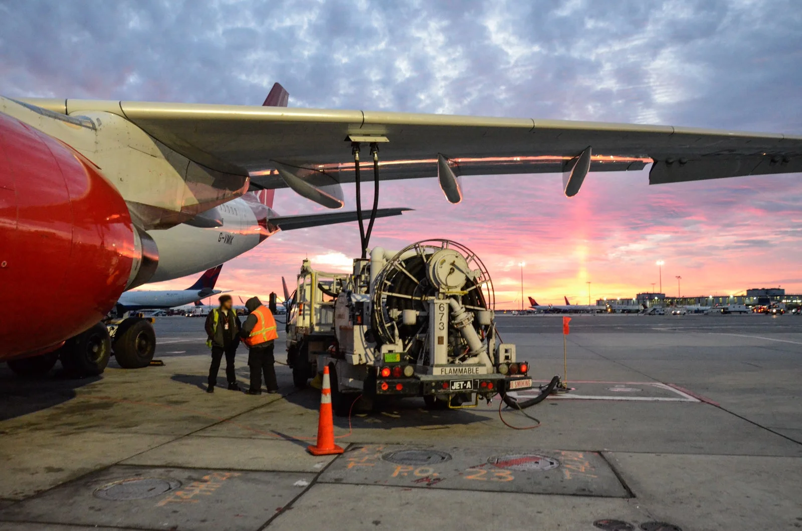 Jet A1 Aviation Fuel — aircraft refuelling on tarmac